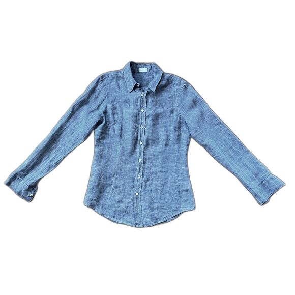 CP SHADES Gray Linen Button Up Long Sleeve Shirt Top Mens Size Small - Picture 2 of 9